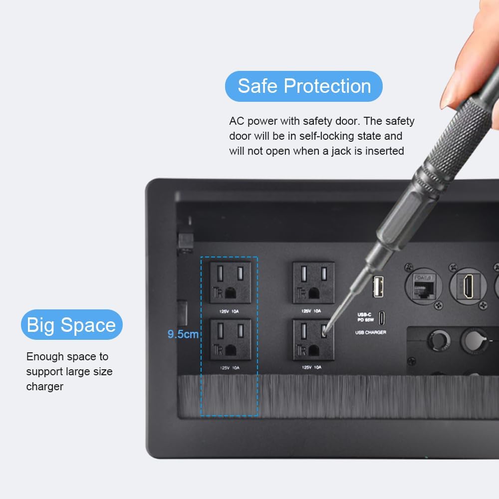 Mesa conferencias con puertos USB 65W enchufe empotrado