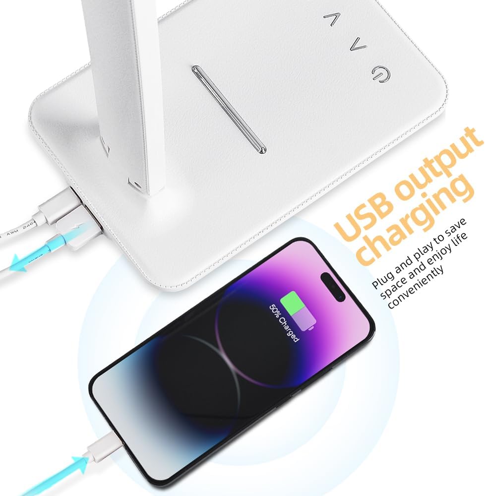 Lámpara LED escritorio USB regulable tactil 5 modos blanco
