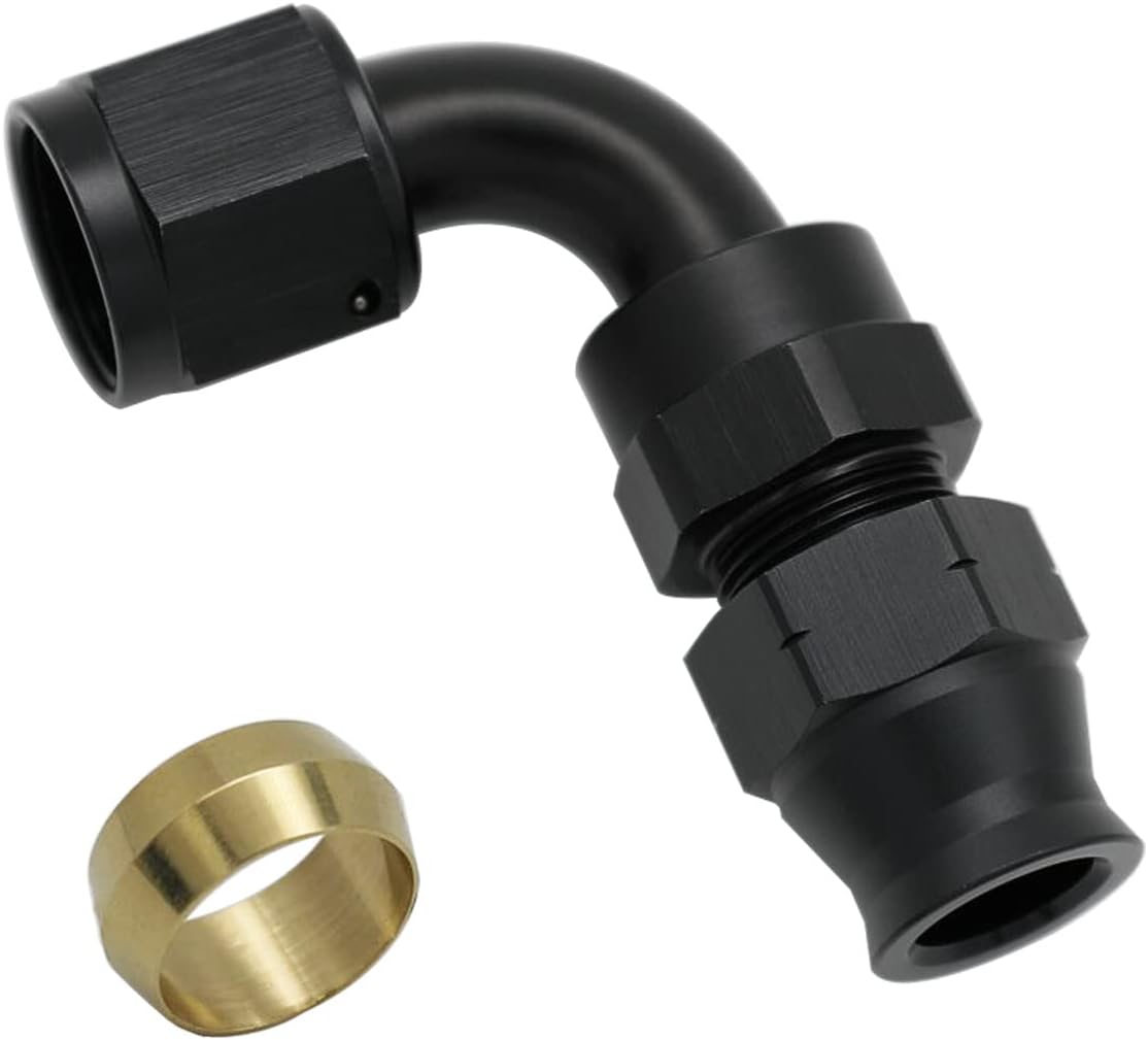 Ajuste tubo manguera 90 grados 8AN hembra aluminio negro