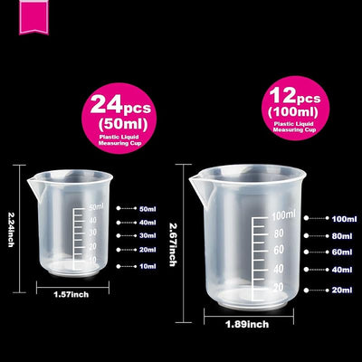 36 Vasos Mezcladores Resina 3.5oz 24 Tazas Pintura 1.7oz