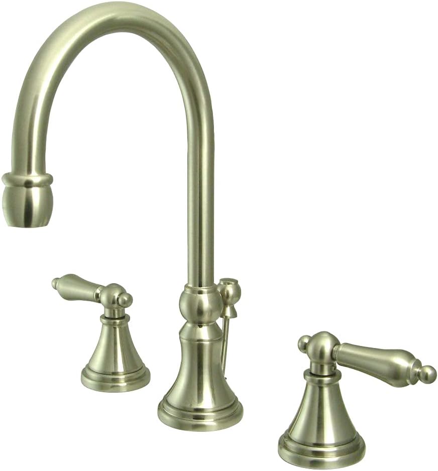 Grifo lavabo latón níquel cepillado con manija palanca