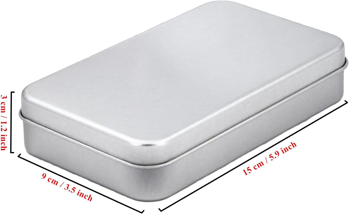 6 Recipientes Metal Plata 5.9x3.5x1.2" Organiz. Hogar