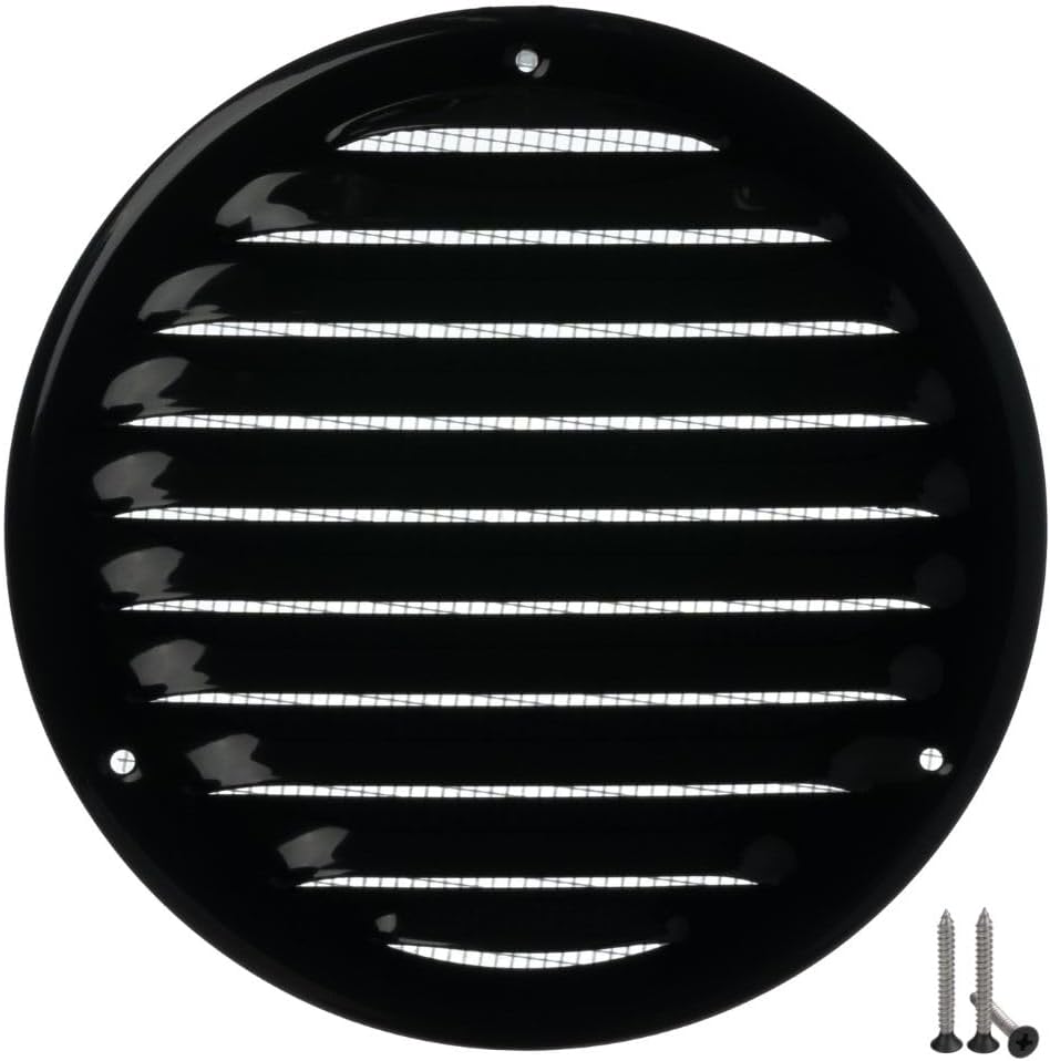 Cubierta ventilación redonda 5pulg para pared techo malla negra