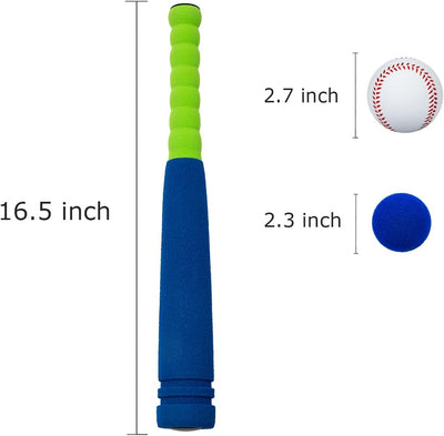 Set bate béisbol espuma 16.5" 3 bolas para niños azul
