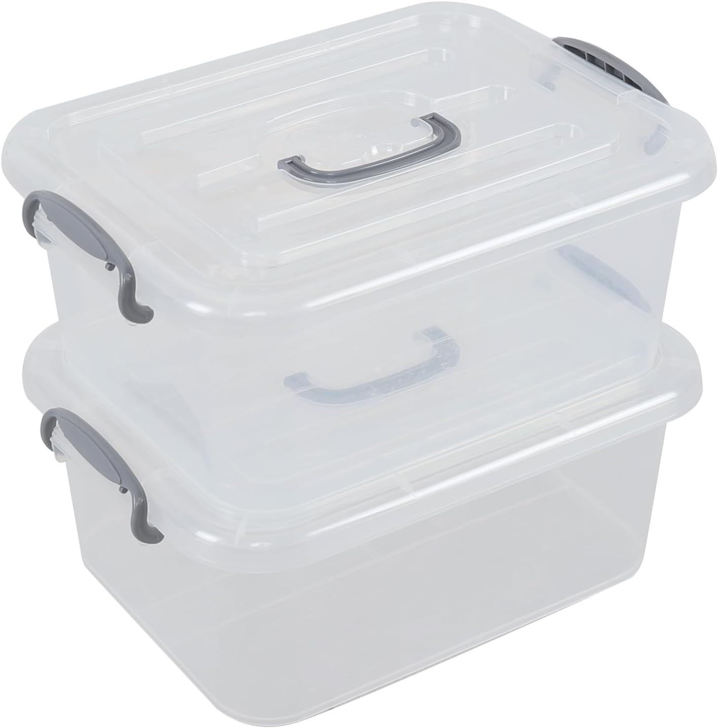 2 Cajas Almacenamiento Plástico 8qt Con Tapa Pestillo