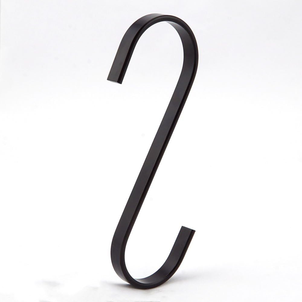 12 Ganchos S Acero Cromado Negro 4.5" para Utensilios