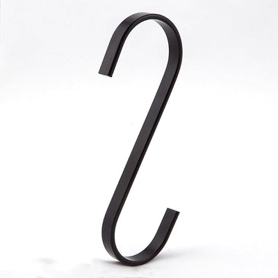 12 Ganchos S Acero Cromado Negro 4.5" para Utensilios