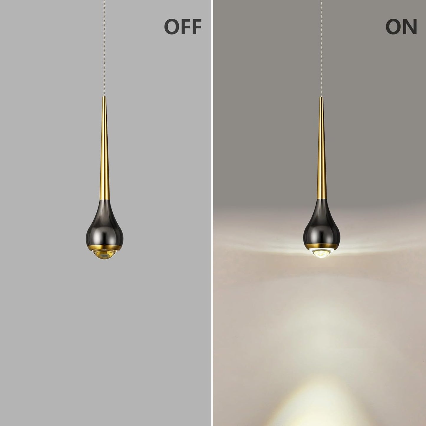 Lámpara colgante led regulable oro negro para cocina comedor