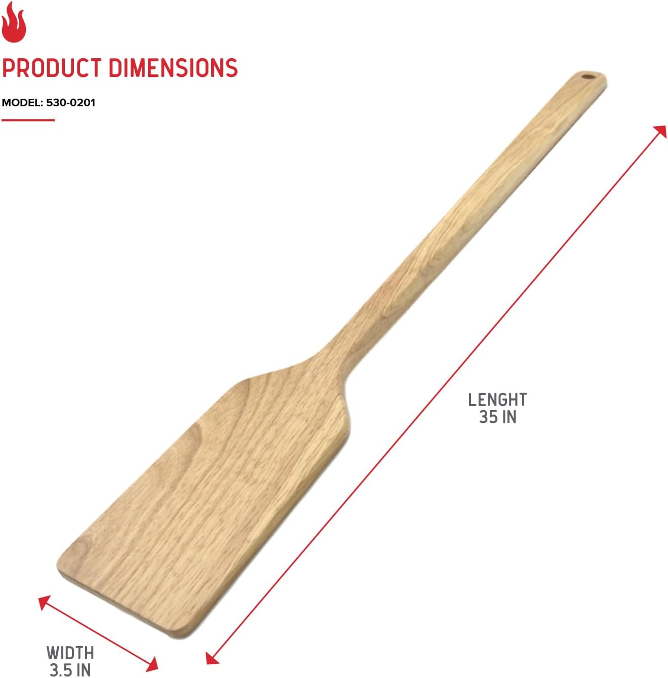 Paleta madera para hervir mariscos 35pulg mango largo