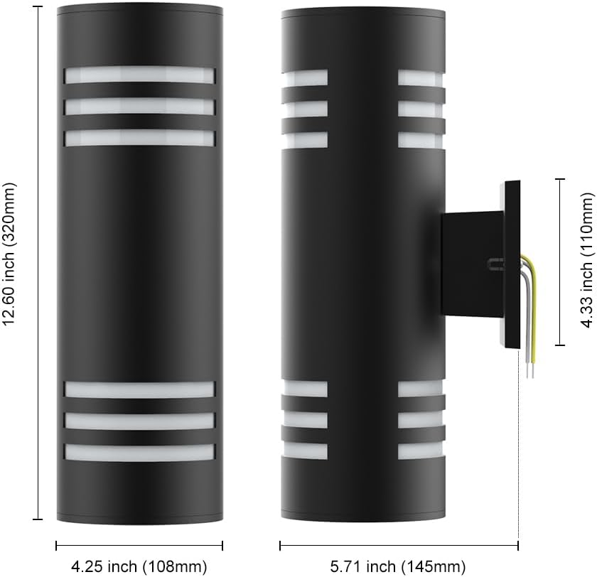 Lámpara pared exterior aluminio E26 moderna negra pack 1