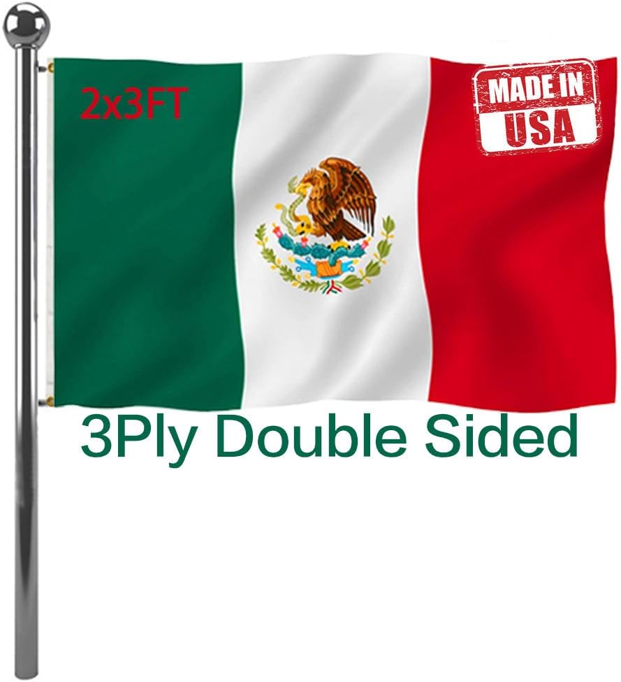 Banderas doble cara 2x3ft nacional MX 100% poliéster