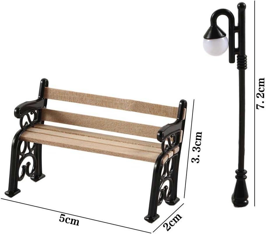 Banco y lámpara mini para sillas de hadas decoración casa muñecas