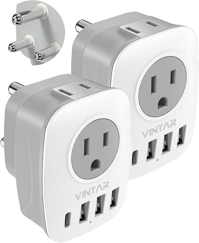 Adaptador enchufe tipo M 6 en 1 con 2 USB C y 4 USB