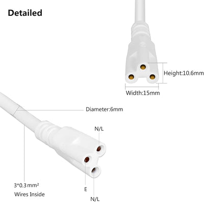 10 Cables Extensión 2ft Doble Hembra para Lámparas LED T5 T8