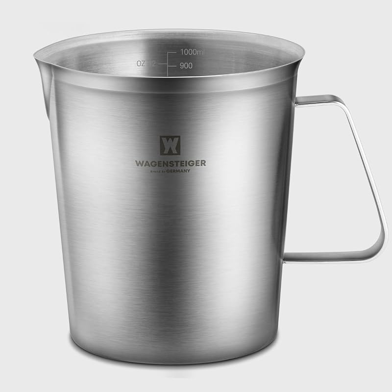 Taza medidora acero inox 18/8 con marcas oz/ml boquilla barista