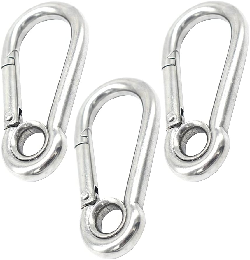 10 Pzas Mosquetón Acero Inox M5 2pulg Agujero Redondo