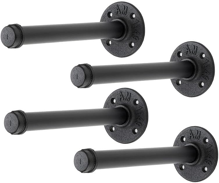 Perchero flotante tubo negro 8" pared set 4