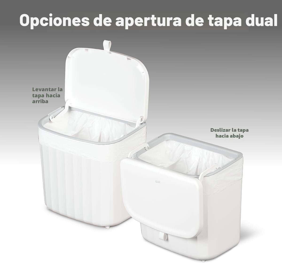 Cubo basura bajo mostrador 7L tapa doble blanco
