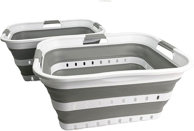 2 Canastas Plegables Plástico 42L para Ropa Sucia Hogar