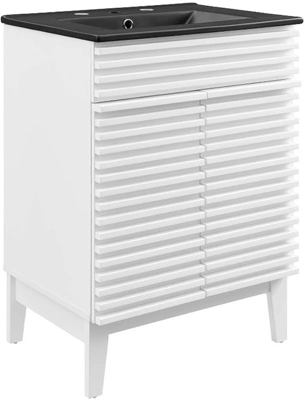 Tocador baño 24" lavabo blanco y negro
