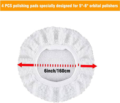 4 Almohadillas Pulido Auto 5-6pulg Profesional Bordes Reforzados