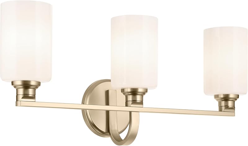 Lámpara tocador 24pulg 3 luces vidrio ópalo bronce baño