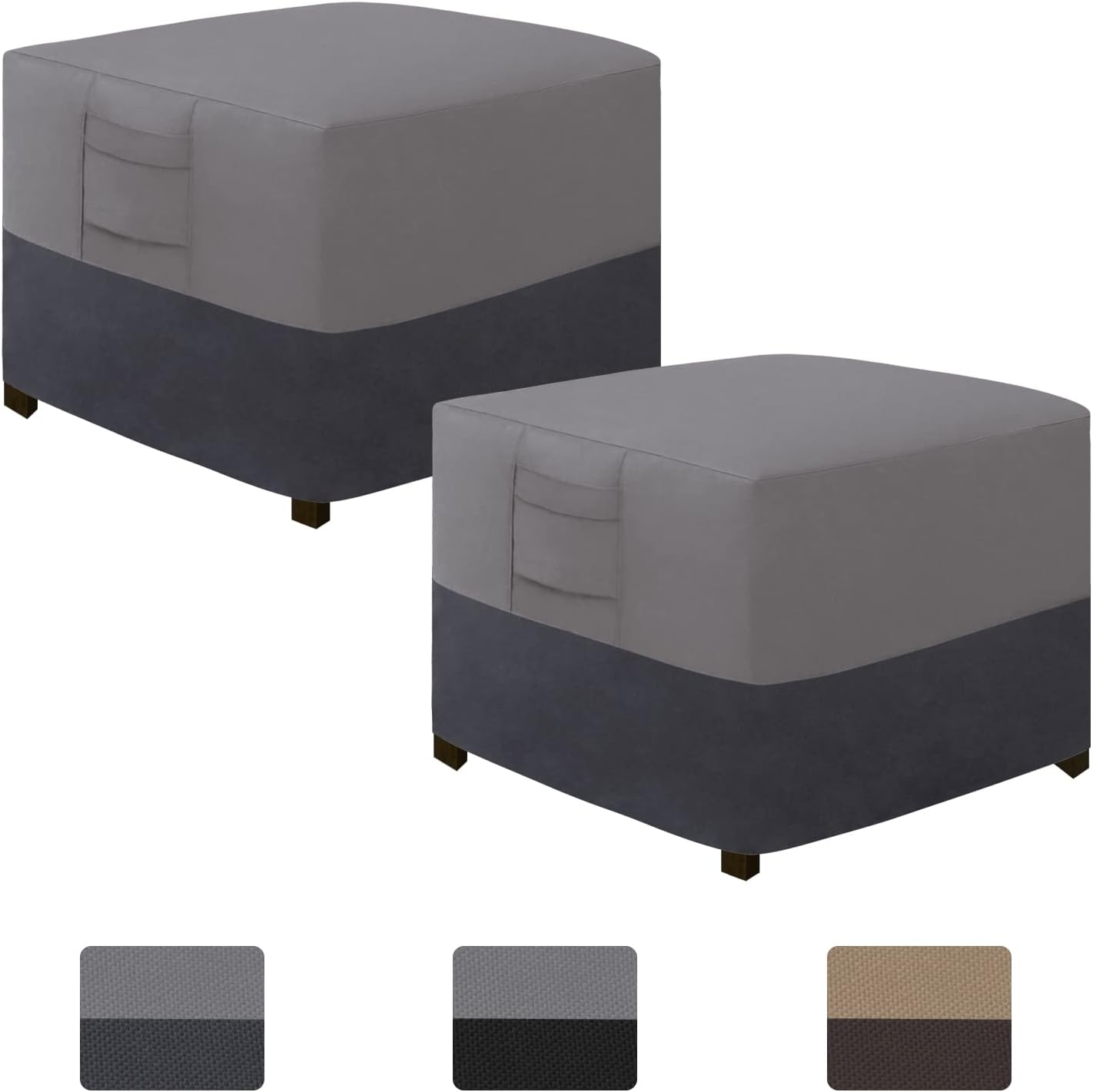 Funda otomana exterior impermeable 25x25x17pulg gris