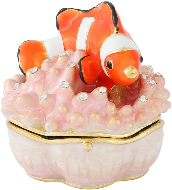 Caja joyería pez payaso coral bisagras pintadas regalo mujer