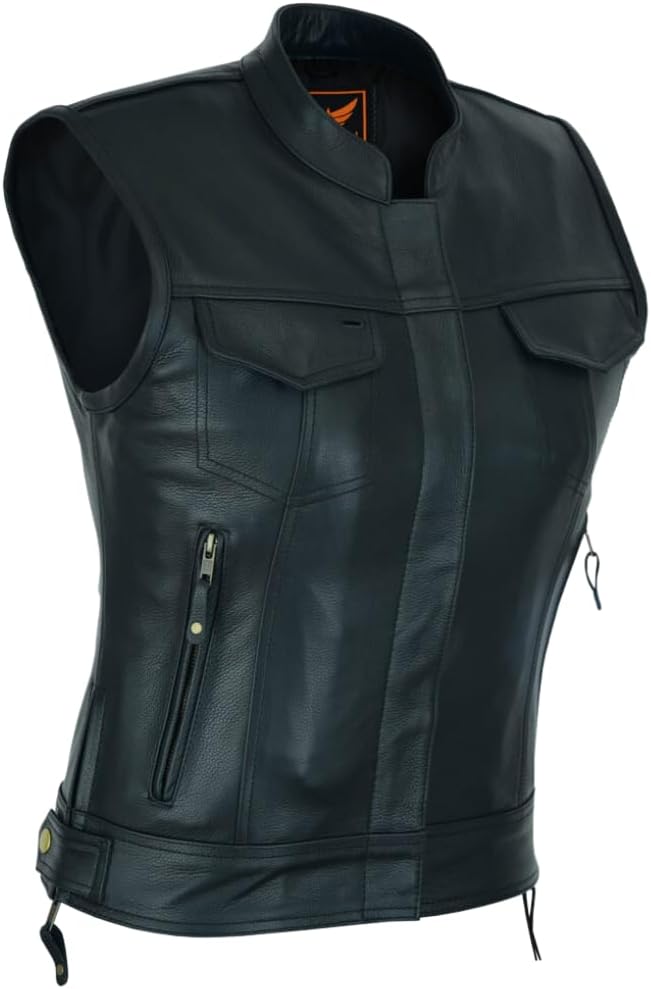 Chaleco cuero grueso suave estilo club mujer