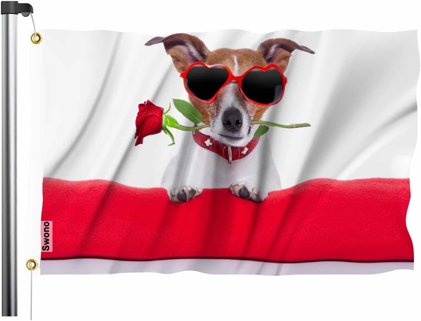 Bandera perro 3x5ft gafas sol San Valentín doble cara