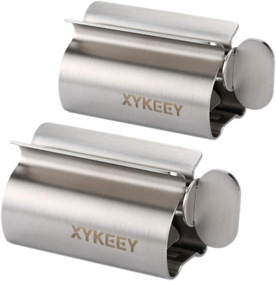Set 2 rodillos exprimidor pasta dientes soporte metal acero inox
