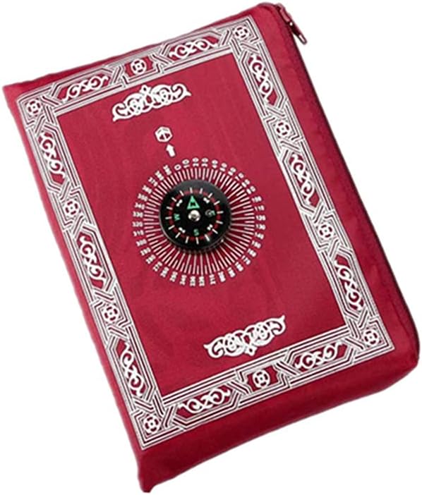 Tapete oración viaje 23.6x39.4pulg rojo impermeable con brújula