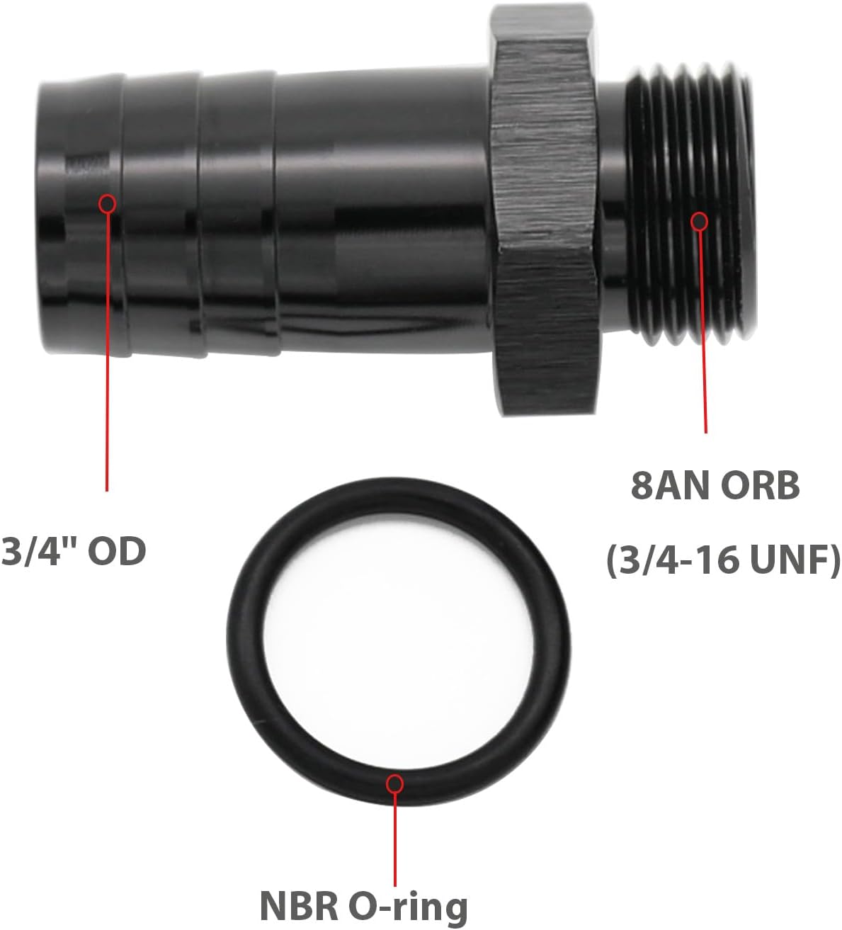 2 Unids Adaptador Manguera Aluminio Negro 19mm