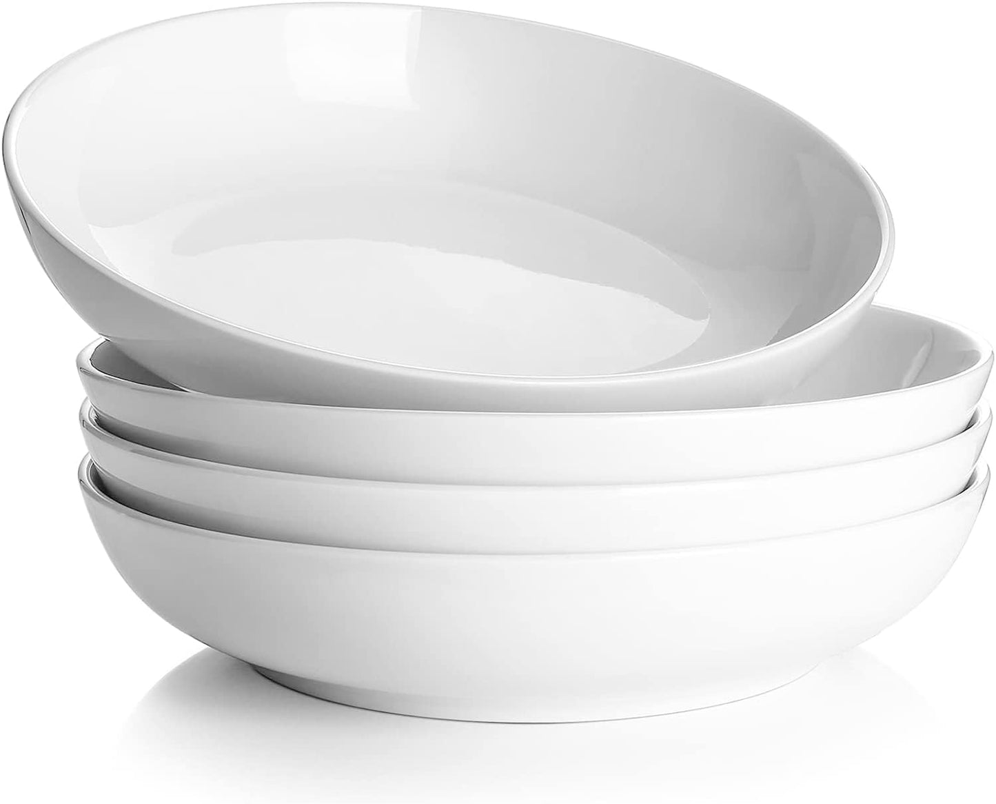 Set 4 Cuencos Cerámica Blanca 8.5pulg 30oz Apilables