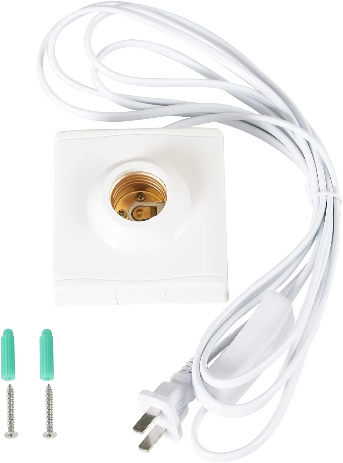 Soporte lámpara enchufable E27/E26 con interruptor blanco