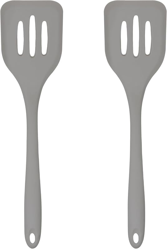 2 Pzas Espátulas Silicona Ranuradas para Huevos Gris