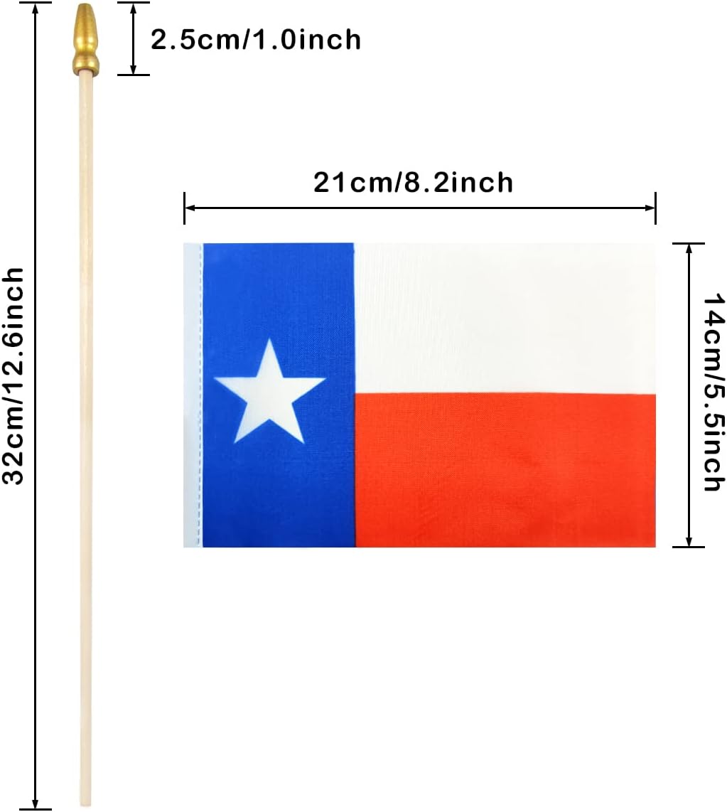 Banderas Texas con poste madera 12 Pzas