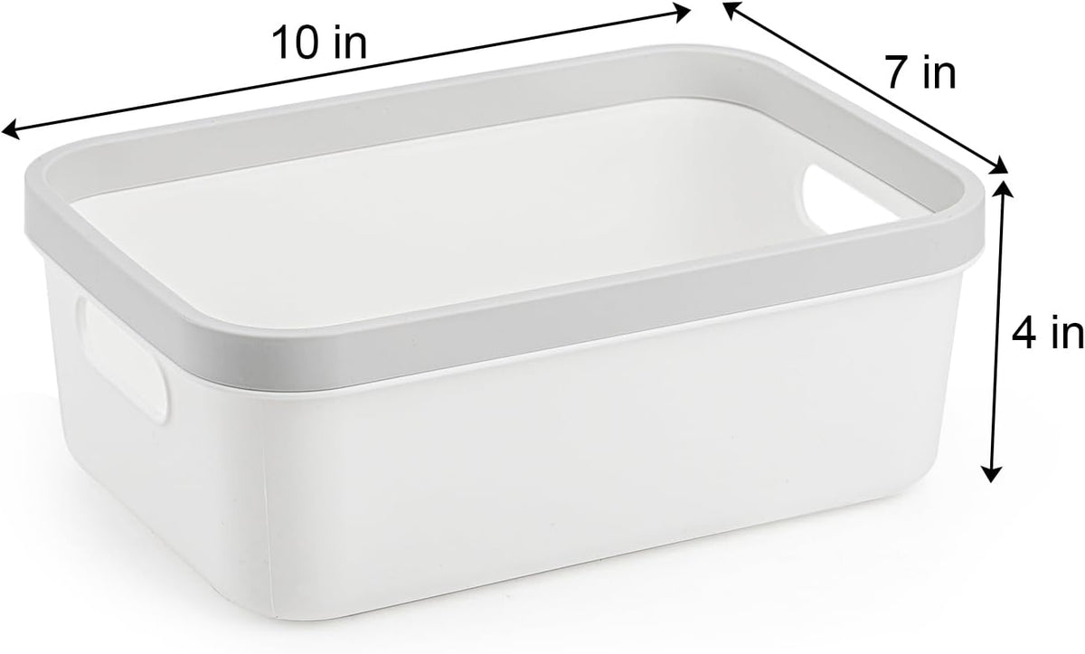 6 Pzas Cesta Plástico 10x7x4pulg con Asa Blanco