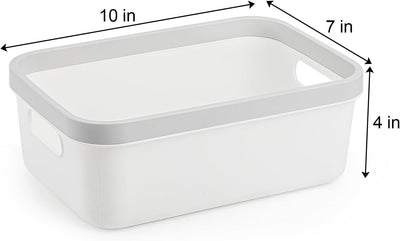 6 Pzas Cesta Plástico 10x7x4pulg con Asa Blanco