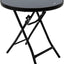 Mesa auxiliar redonda vidrio templado plegable negro