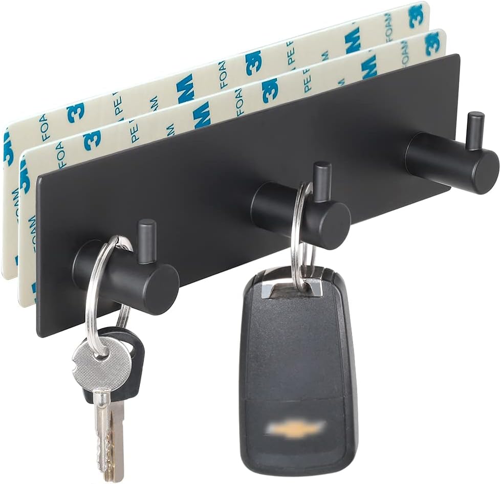 Soporte llaves pared con 3 ganchos 2 cintas autoadhesivas