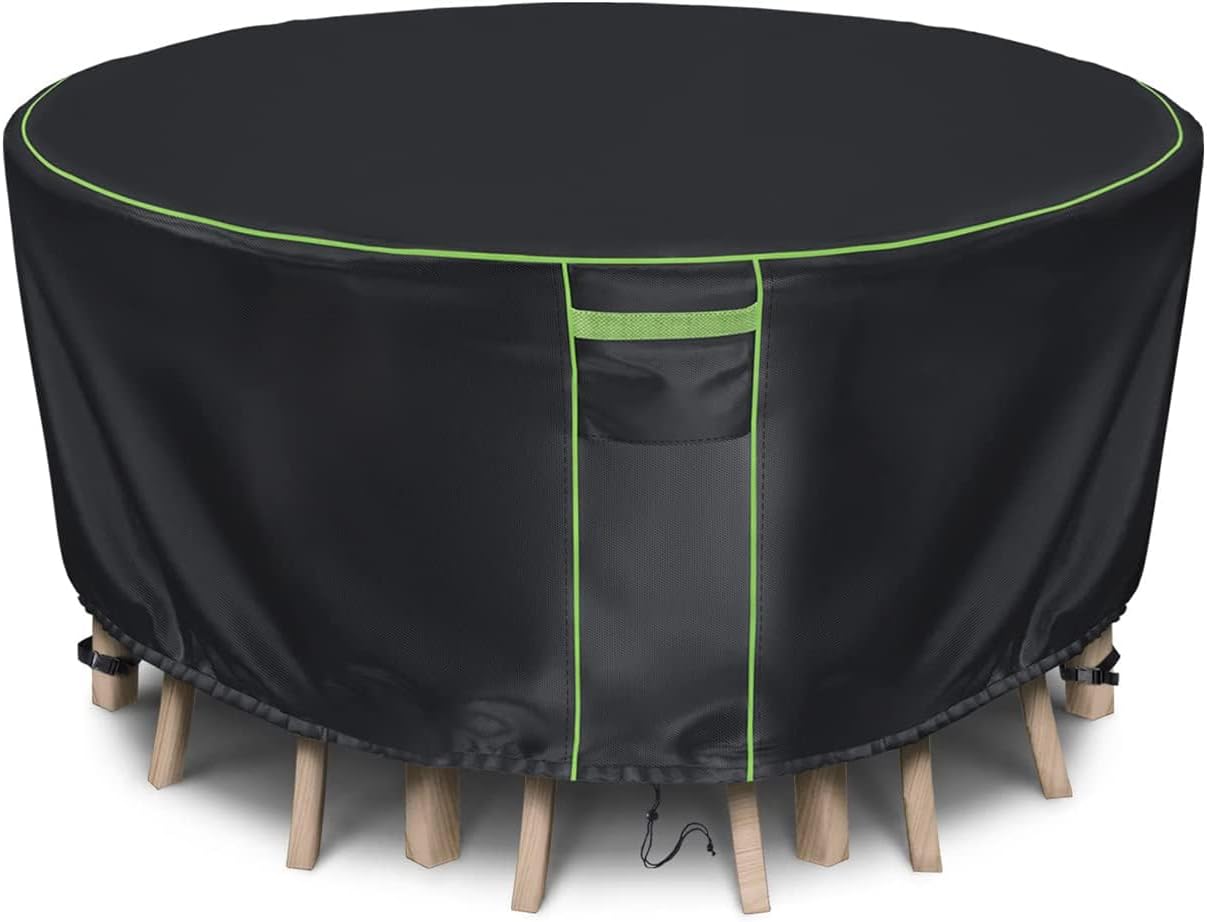 Cubierta redonda mesa patio 62x28pulg 600D impermeable negro