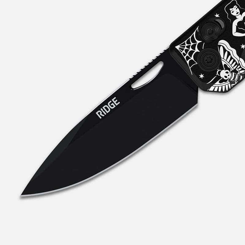 Cuchillo bolsillo EDC acero Sandvik 14c28n dlc negro