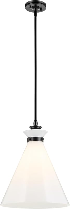 Laria Colgante 1 Luz Cristal Opalo Negro 19x16pulg
