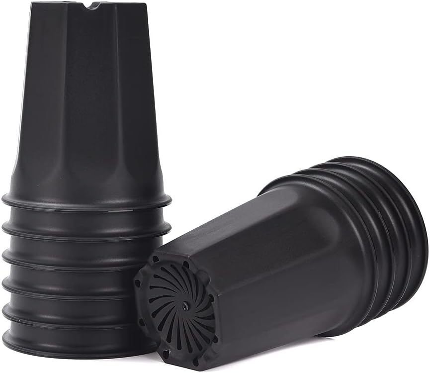 10 Macetas Plástico Negro 5.3" para Vivero y Suculenta