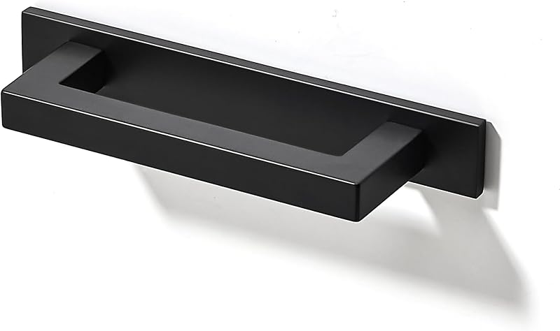10 Manijas Cuadradas Sólidas para Gabinete Negro Mate 3/76mm