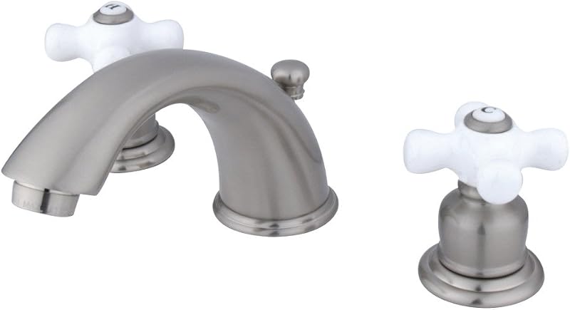 Grifo lavabo victoriano mango cruzado porcelana níquel