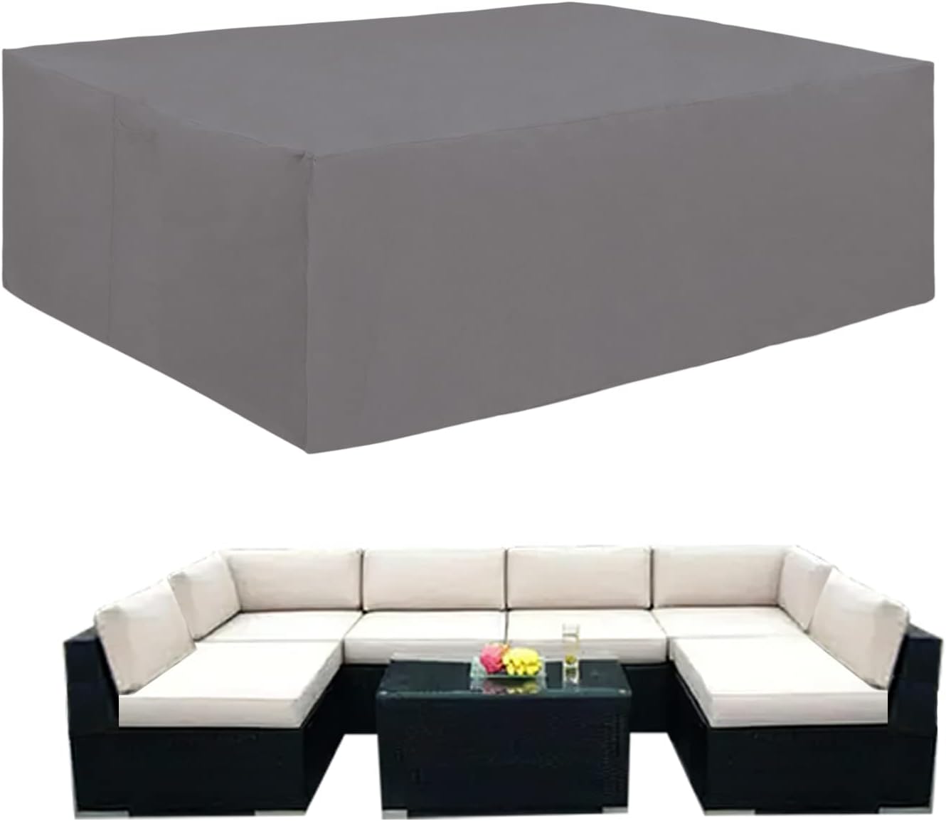 Funda mueble patio 600D impermeable 130x84x28pulg gris
