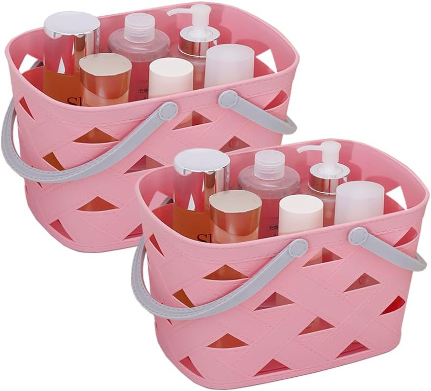 Cesta ducha portátil 2 pack plástico con asa y estantes