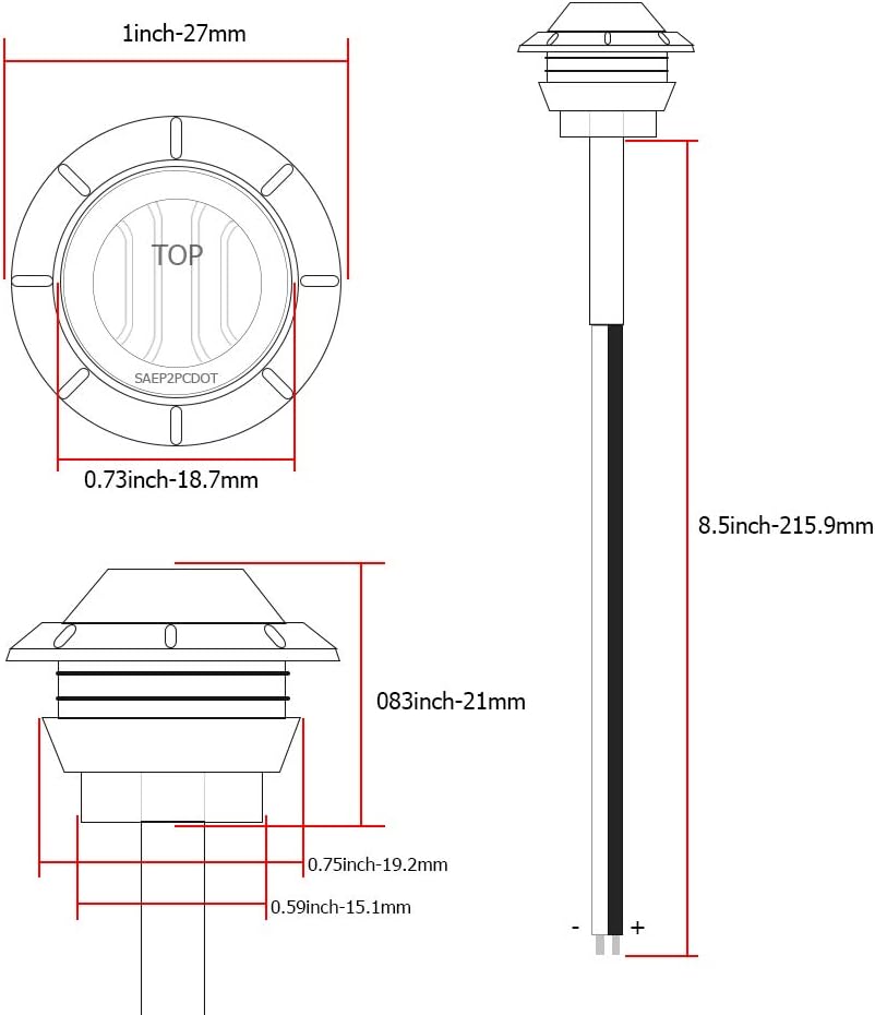 100 Luces LED 3/4" Botón con Ojales Goma Universal
